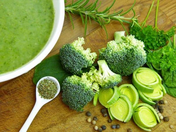 healthy soup with green vegetable